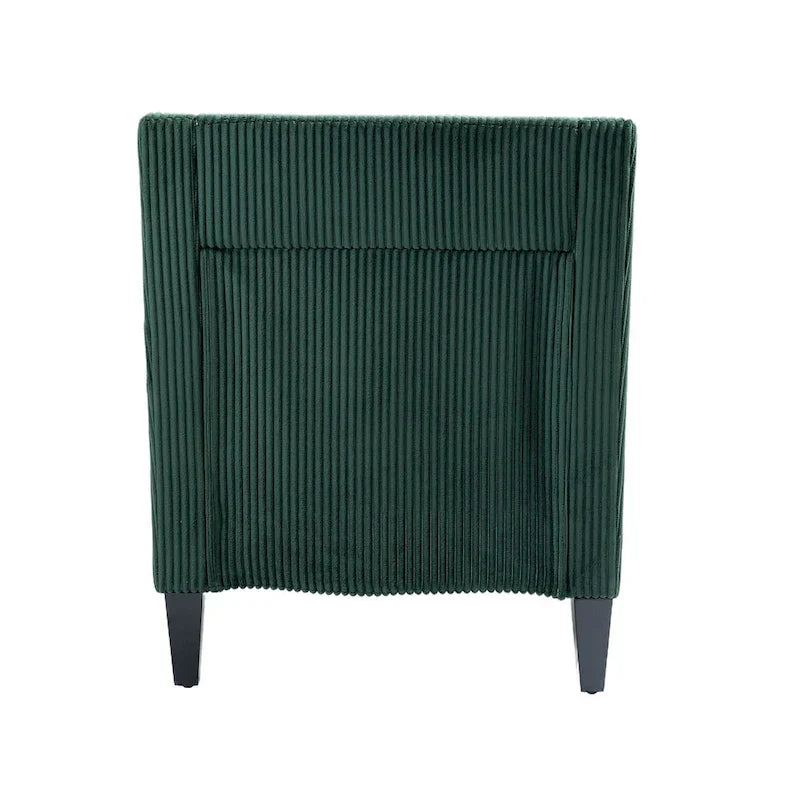 Fauteuil rembourré Emerald 26.77 avec accoudoirs incurvés et pieds en bois d'hévéa