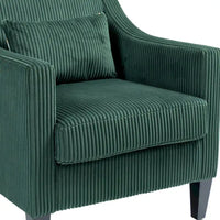 Fauteuil rembourré Emerald 26.77 avec accoudoirs incurvés et pieds en bois d'hévéa