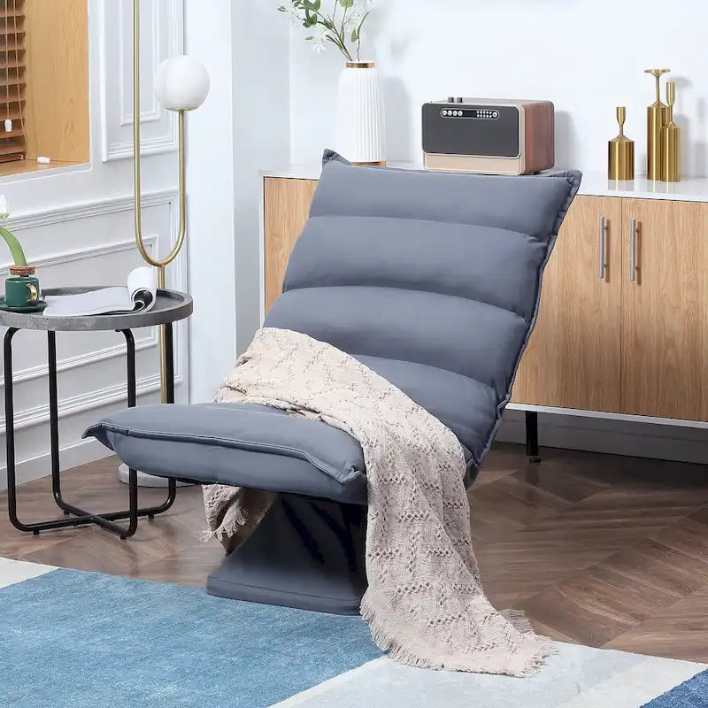 Fauteuil de sol pivotant avec support dorsal, fauteuil de jeu vidéo réglable en microfibre pour lire, se détendre, méditer, gris