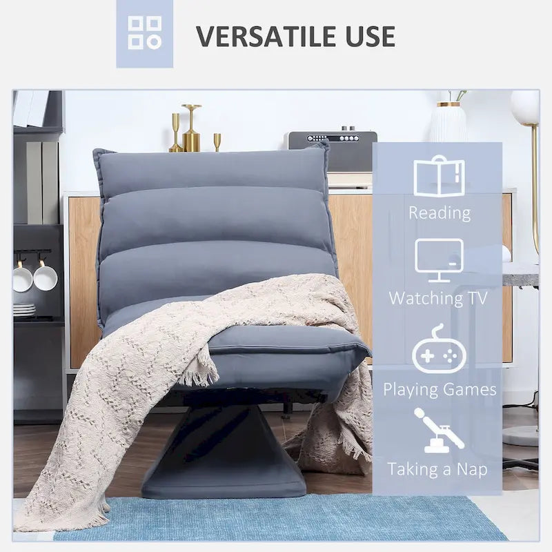 Fauteuil de sol pivotant avec support dorsal, fauteuil de jeu vidéo réglable en microfibre pour lire, se détendre, méditer, gris