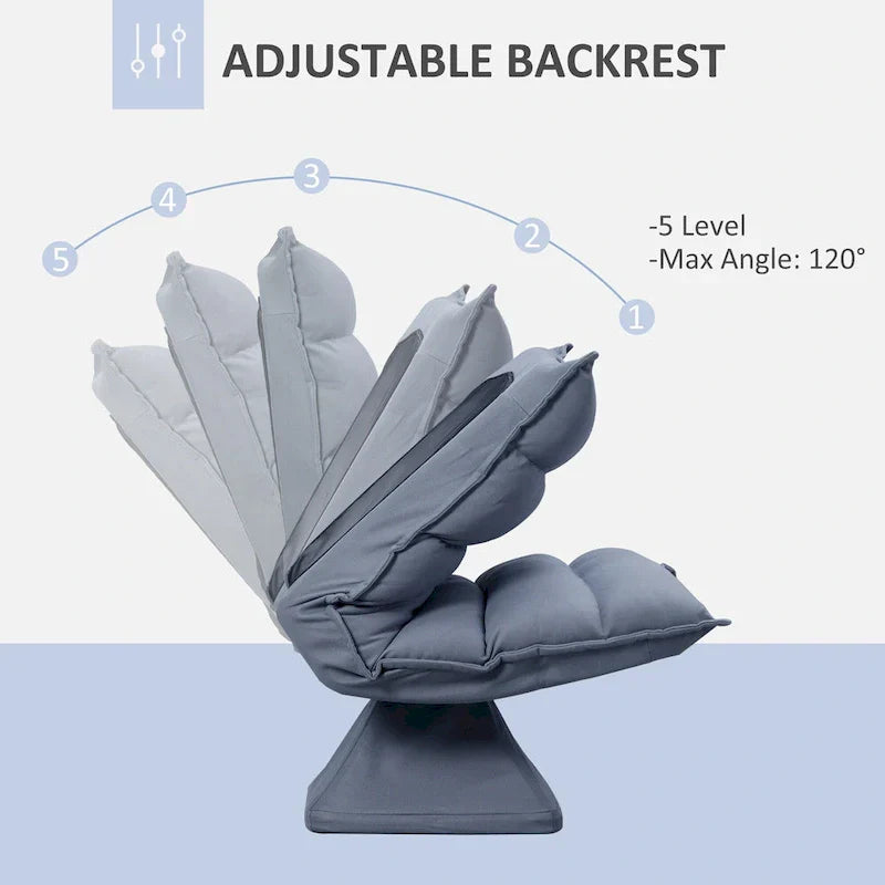 Fauteuil de sol pivotant avec support dorsal, fauteuil de jeu vidéo réglable en microfibre pour lire, se détendre, méditer, gris