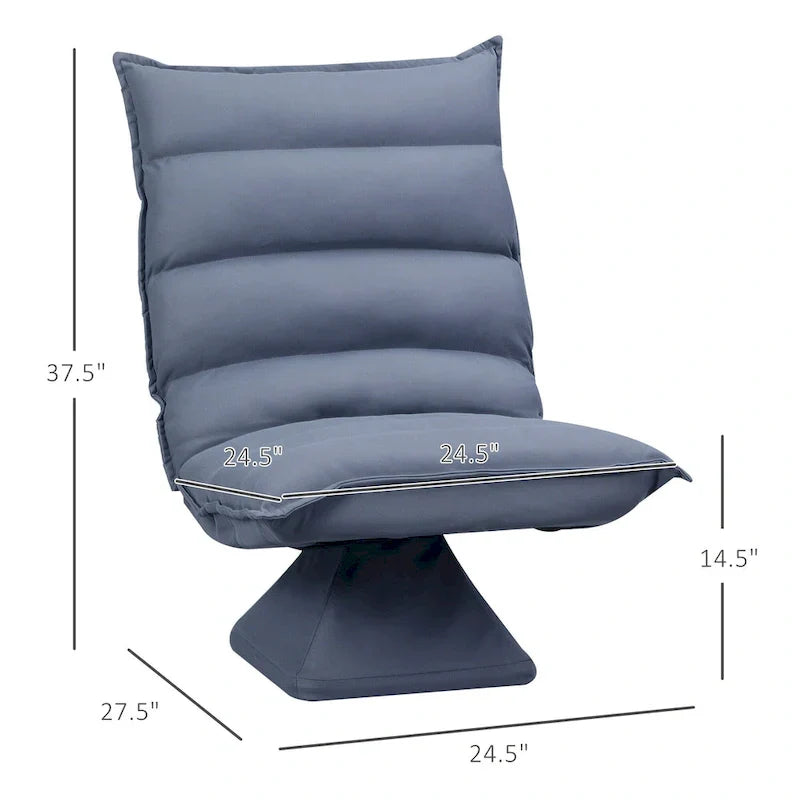 Fauteuil de sol pivotant avec support dorsal, fauteuil de jeu vidéo réglable en microfibre pour lire, se détendre, méditer, gris