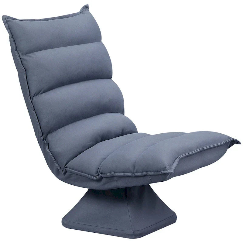 Fauteuil de sol pivotant avec support dorsal, fauteuil de jeu vidéo réglable en microfibre pour lire, se détendre, méditer, gris