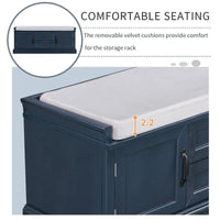 Banc de rangement avec 2 tiroirs et 2 placards, Banc à chaussures avec coussin amovible pour le salon