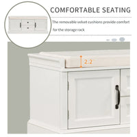 Banc de rangement avec 2 tiroirs et 2 placards, Banc à chaussures avec coussin amovible pour le salon