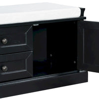 Banc de rangement avec 2 tiroirs et 2 placards, Banc à chaussures avec coussin amovible pour le salon