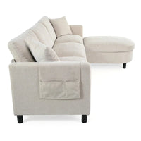 Canapé spacieux beige 107.87 4 places avec ottoman mobile