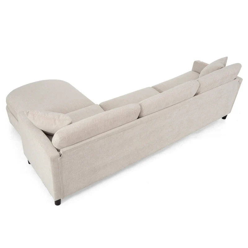 Canapé spacieux beige 107.87 4 places avec ottoman mobile