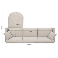 Canapé spacieux beige 107.87 4 places avec ottoman mobile