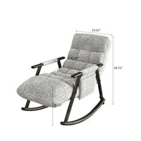 Fauteuil à bascule classique moderne rembourré en tissu avec poche de rangement
