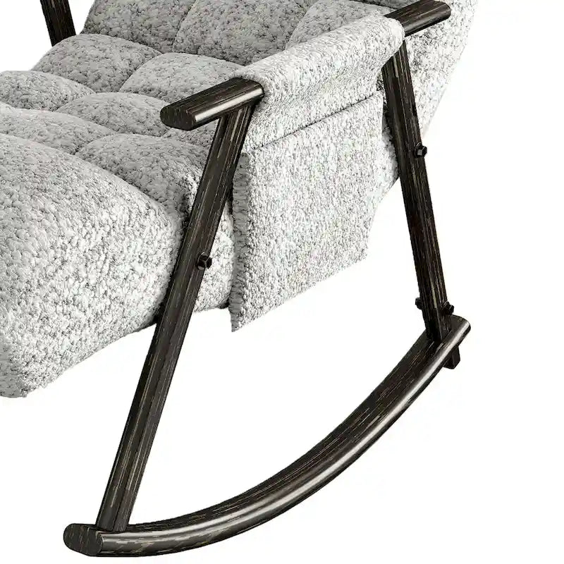 Fauteuil à bascule classique moderne rembourré en tissu avec poche de rangement