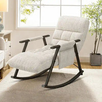 Fauteuil à bascule classique moderne rembourré en tissu avec poche de rangement
