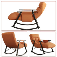 Fauteuil à bascule classique moderne rembourré en tissu avec poche de rangement