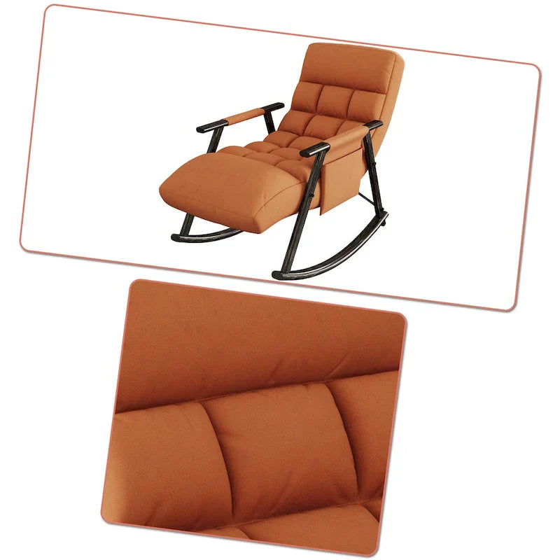 Fauteuil à bascule classique moderne rembourré en tissu avec poche de rangement