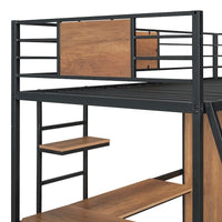 Lit mezzanine simple avec bureau en L et armoire