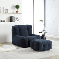 Fauteuil moderne pour adulte avec mousse à mémoire de forme haute densité et 1 pouf pour chambre et salle de lecture