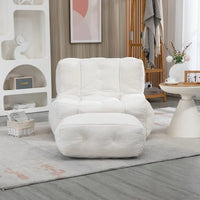 Fauteuil moderne pour adulte avec mousse à mémoire de forme haute densité et 1 pouf pour chambre et salle de lecture