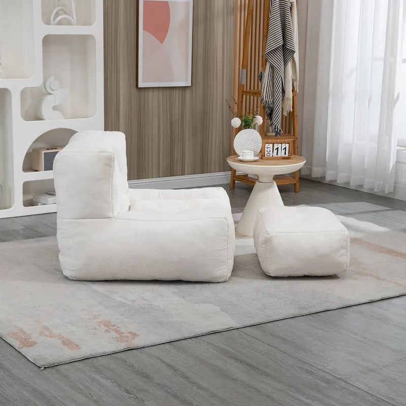 Fauteuil moderne pour adulte avec mousse à mémoire de forme haute densité et 1 pouf pour chambre et salle de lecture