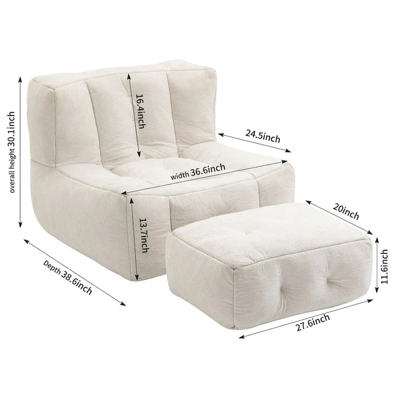 Fauteuil moderne pour adulte avec mousse à mémoire de forme haute densité et 1 pouf pour chambre et salle de lecture