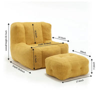 Fauteuil moderne pour adulte avec mousse à mémoire de forme haute densité et 1 pouf pour chambre et salle de lecture