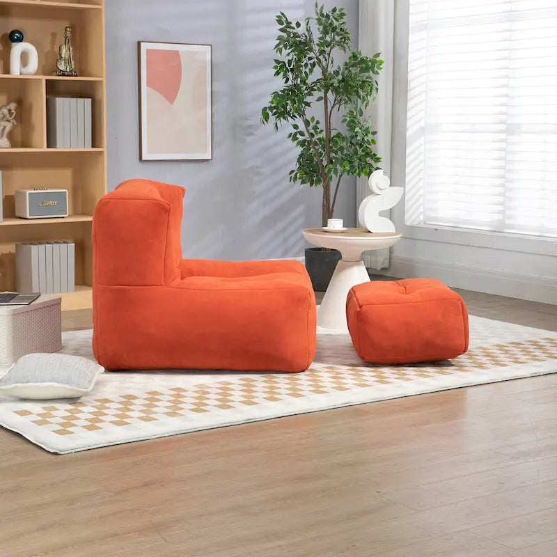 Fauteuil moderne pour adulte avec mousse à mémoire de forme haute densité et 1 pouf pour chambre et salle de lecture
