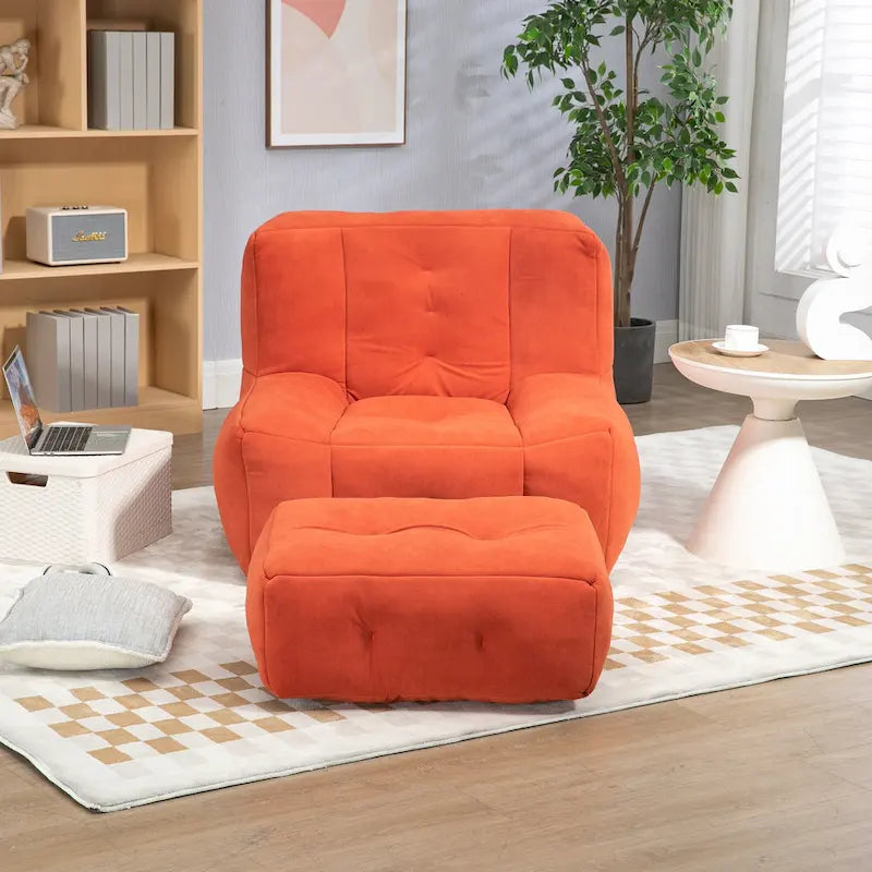 Fauteuil moderne pour adulte avec mousse à mémoire de forme haute densité et 1 pouf pour chambre et salle de lecture