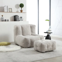 Fauteuil moderne pour adulte avec mousse à mémoire de forme haute densité et 1 pouf pour chambre et salle de lecture