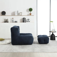 Fauteuil moderne pour adulte avec mousse à mémoire de forme haute densité et 1 pouf pour chambre et salle de lecture