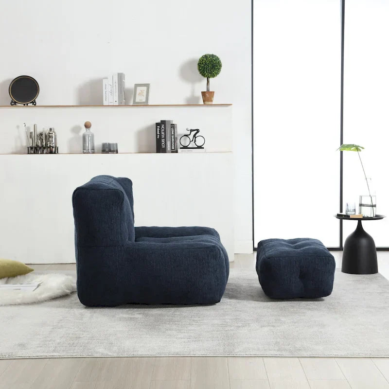 Fauteuil moderne pour adulte avec mousse à mémoire de forme haute densité et 1 pouf pour chambre et salle de lecture
