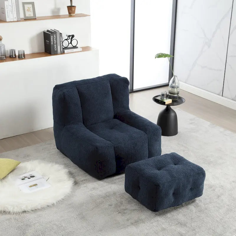 Fauteuil moderne pour adulte avec mousse à mémoire de forme haute densité et 1 pouf pour chambre et salle de lecture