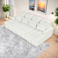 Canapé sectionnel convertible en U surdimensionné en chenille 110 po avec couchage escamotable, doubles méridiennes de rangement et 2 ports USB