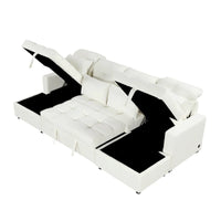 Canapé sectionnel convertible en U surdimensionné en chenille 110 po avec couchage escamotable, doubles méridiennes de rangement et 2 ports USB