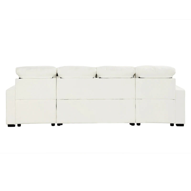 Canapé sectionnel convertible en U surdimensionné en chenille 110 po avec couchage escamotable, doubles méridiennes de rangement et 2 ports USB