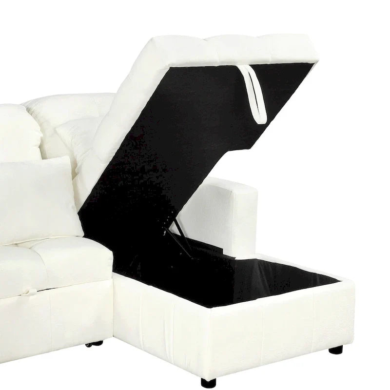 Canapé sectionnel convertible en U surdimensionné en chenille 110 po avec couchage escamotable, doubles méridiennes de rangement et 2 ports USB