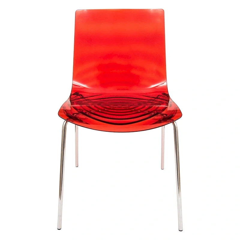 Chaise de salle à manger en acrylique Astor avec pieds chromés, chaise d'appoint moderne à motif ondulation d'eau