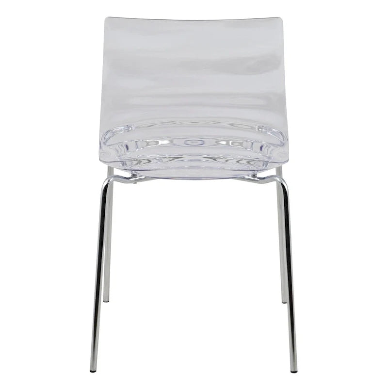 Chaise de salle à manger en acrylique Astor avec pieds chromés, chaise d'appoint moderne à motif ondulation d'eau