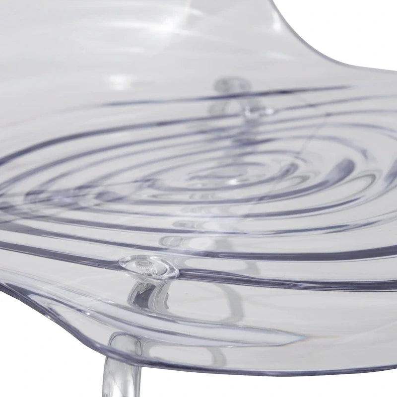 Chaise de salle à manger en acrylique Astor avec pieds chromés, chaise d'appoint moderne à motif ondulation d'eau