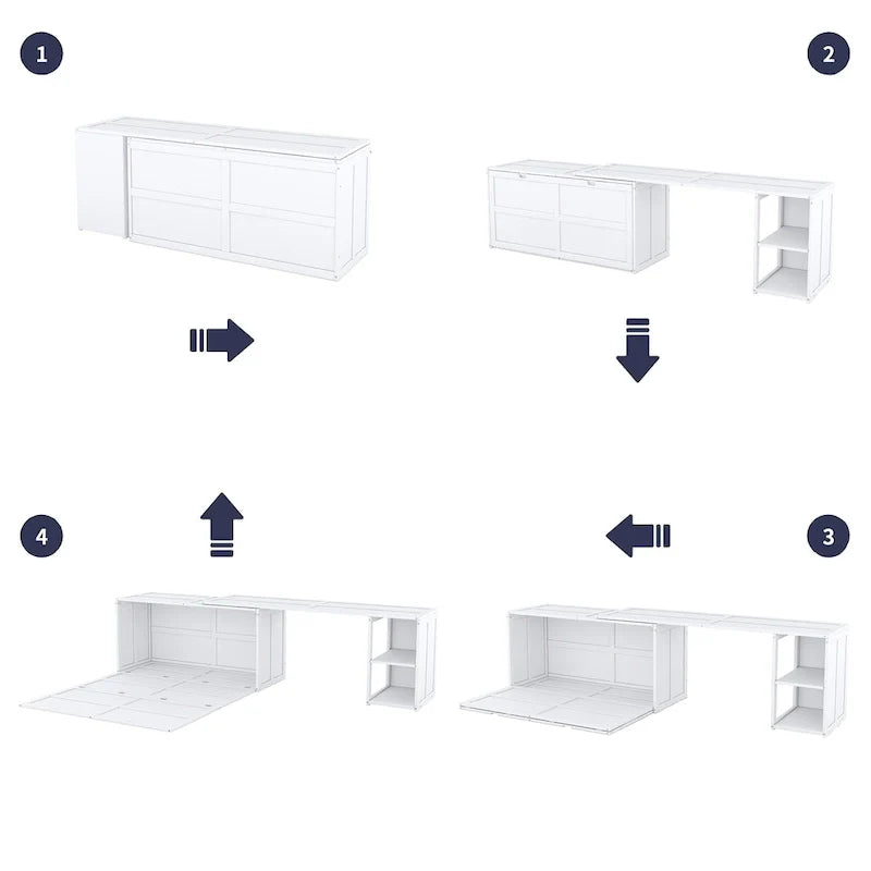 Lit escamotable taille Queen avec bureau pivotant