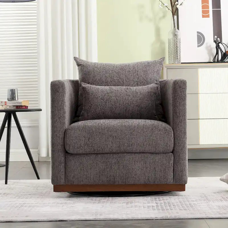 GDFStudio - Fauteuil baril pivotant Harper en chenille avec base en métal robuste et design ergonomique