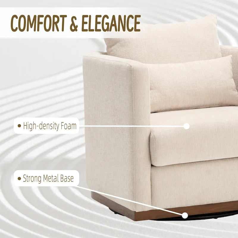 GDFStudio - Fauteuil baril pivotant Harper en chenille avec base en métal robuste et design ergonomique