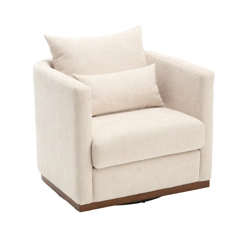 GDFStudio - Fauteuil baril pivotant Harper en chenille avec base en métal robuste et design ergonomique