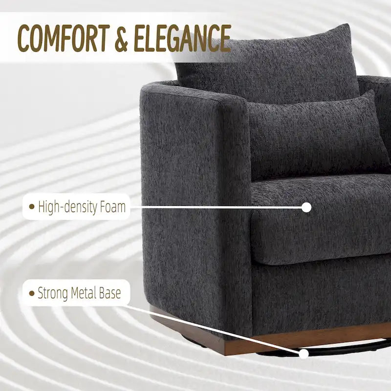 GDFStudio - Fauteuil baril pivotant Harper en chenille avec base en métal robuste et design ergonomique