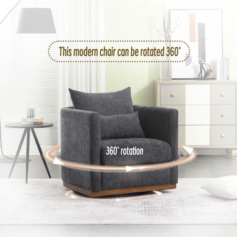 GDFStudio - Fauteuil baril pivotant Harper en chenille avec base en métal robuste et design ergonomique