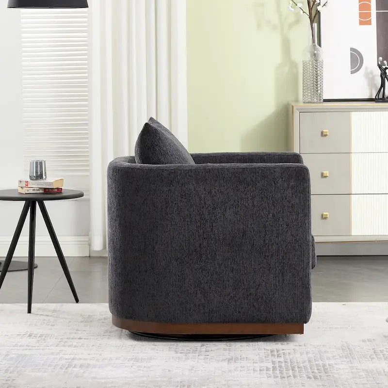 GDFStudio - Fauteuil baril pivotant Harper en chenille avec base en métal robuste et design ergonomique