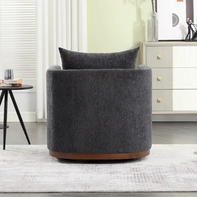 GDFStudio - Fauteuil baril pivotant Harper en chenille avec base en métal robuste et design ergonomique