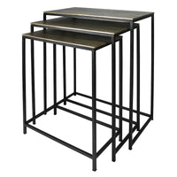 HomeRoots, ensemble de trois tables gigognes en laiton, aluminium noir et fer – 11,5' X 26' X 21