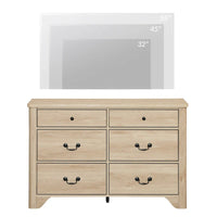 Meuble TV en bois de style rustique WAMPAT avec 6 tiroirs pour téléviseurs jusqu'à 55 pouces, meuble de rangement pour centre de divertissement