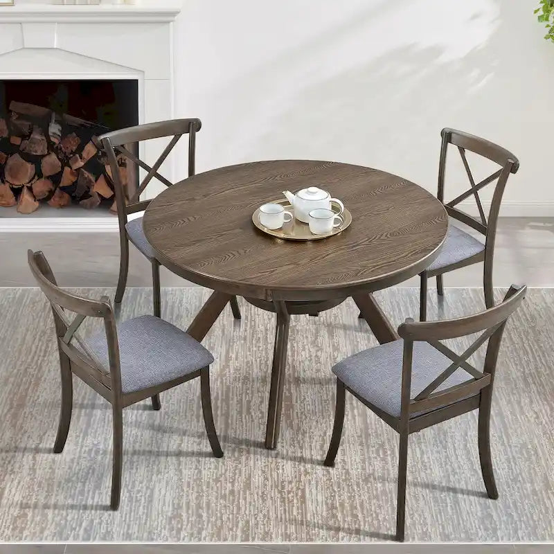 Chaises de salle à manger en bois à dossier en X lot de 2