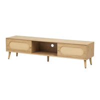 Meuble TV pour téléviseurs jusqu'à 80 pouces, meuble TV de style ferme moderne, centre de divertissement avec pieds en bois massif