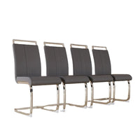 Chaise de salle à manger à dossier haut rembourrée en cuir PU avec pieds en métal (lot de 4)